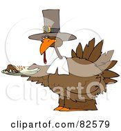 Poster, Art Print Of Pilgrim Turkey Holding A Plate Of Mashed Potatoes
