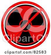 Poster, Art Print Of Red And Black Radiation Symbol With A Prohibition Cross