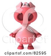 Royalty Free RF Clipart Illustration Of A 3d Pookie Pig Character Standing And Facing Front by Julos