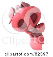 Royalty Free RF Clipart Illustration Of A 3d Pookie Pig Character Looking Around A Blank Sign by Julos