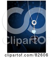 Poster, Art Print Of Shiny Blue Heart Pendant Necklace Over A Blue Background