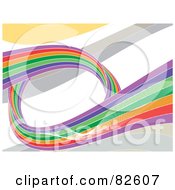 Poster, Art Print Of Rainbow Wave With White Wire Waves On Gray Beige And White