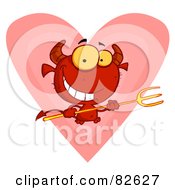 Poster, Art Print Of Grinning Devily Guy Holding A Pitchfork In Front Of A Heart