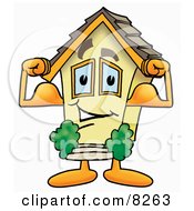 Poster, Art Print Of House Mascot Cartoon Character Flexing His Arm Muscles