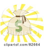 Poster, Art Print Of Money Bag Sack With A Dollar Symbol And Bright Light