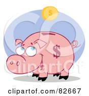 Poster, Art Print Of Happy Piggy Bank Watching A Coin Fall Into His Slot