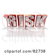 Poster, Art Print Of Crumbling 3d Word Risk Made Of Blocks Leaning Forward - Version 1