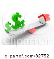 Royalty Free RF Clipart Illustration Of 3d Green Dollar Signs On A Teeter Totter Opposite A Red House by Tonis Pan #COLLC82752-0042
