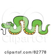 Cartoon Green Snake With His Back Arched