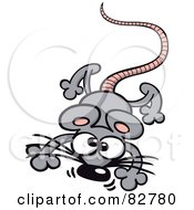 Cartoon Gray Mouse Jumping Forward