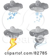 Royalty Free RF Clipart Illustration Of A Digital Collage Of Bad Weather Man Cloud Raining Snowing Striking Lightning And As A Tornado by Paulo Resende