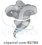 Royalty Free RF Clipart Illustration Of A Bad Weather Man Cloud Stirring Up Wind by Paulo Resende