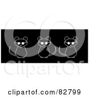 Poster, Art Print Of Row Of Black And White Thee Blind Mice