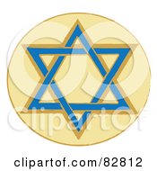Poster, Art Print Of Blue And Brown Star Of David In A Yellow Circle