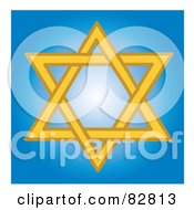 Poster, Art Print Of Yellow Star Of David In A Blue Shining Square