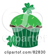 Poster, Art Print Of St Patricks Day Cupcake With Green Frosting Sprinkles And Clovers