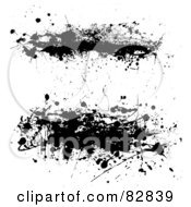 Royalty Free RF Clipart Illustration Of Two Black And White Ink Splatters With Strings
