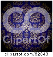 Gold And Royal Blue Floral Patterned Wallpaper Background