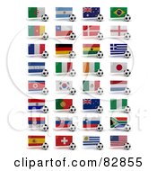 Digital Collage Of Soccer World Cup 2010 Participating Countries With Balls And National Flags