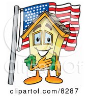 Poster, Art Print Of House Mascot Cartoon Character Pledging Allegiance To An American Flag