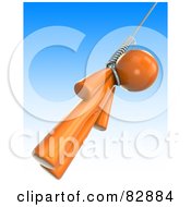 3d Orange Man Hanging From A Noose Against A Gradient Blue Sky