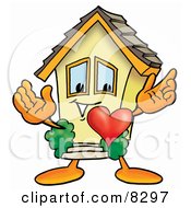Poster, Art Print Of House Mascot Cartoon Character With His Heart Beating Out Of His Chest