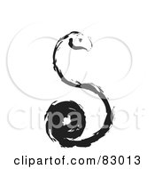 Black Painted Snake Upright And Curled Into An S