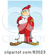 Poster, Art Print Of Injured Skier With A Crutch Cast And Sling On Skis In The Snow