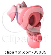 Royalty Free RF Clipart Illustration Of A 3d Pookie Pig Character Looking Around A Blank Sign