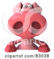 Royalty Free RF Clipart Illustration Of A 3d Pookie Pig Character Smiling Over A Blank Sign