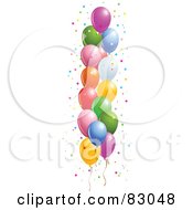 Royalty Free RF Clipart Illustration Of A Side Border Of Colorful Floating Party Balloons With Star Confetti