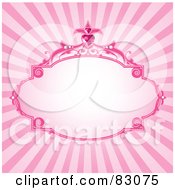Royalty Free RF Clipart Illustration Of A Blank Princess Frame Text Box With Heart Gems Over A Pink Burst