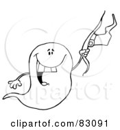 Royalty Free RF Clipart Illustration Of An Outlined Ghost With Hat