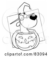 Royalty Free RF Clipart Illustration Of An Outlined Dog In Pumpkin