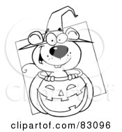 Royalty Free RF Clipart Illustration Of An Outlined Mouse In Pumpkin by Hit Toon