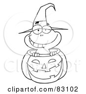 Poster, Art Print Of Outlined Frog In Pumpkin