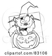 Poster, Art Print Of Outlined Werewolf In Pumpkin