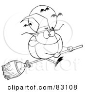 Royalty Free RF Clipart Illustration Of An Outlined Witch Pumpkin