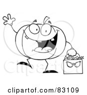 Royalty Free RF Clipart Illustration Of An Outlined Trick Or Treating Pumpkin