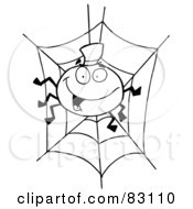 Poster, Art Print Of Outlined Spider In Web