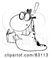 Royalty Free RF Clipart Illustration Of An Outlined Smart Reading Worm