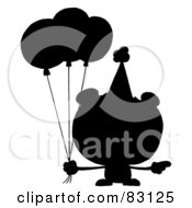 Royalty Free RF Clipart Illustration Of A Solid Black Silhouette Of A Birthday Bear