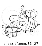 Royalty Free RF Clipart Illustration Of An Outlined Birthday Bee