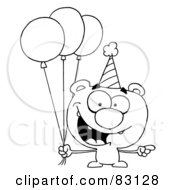 Royalty Free RF Clipart Illustration Of An Outlined Birthday Bear by Hit Toon