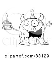 Royalty Free RF Clipart Illustration Of An Outlined Birthday Monster