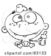 Royalty Free RF Clipart Illustration Of An Outlined Baby With Bottle by Hit Toon