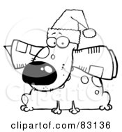 Royalty Free RF Clipart Illustration Of An Outlined Christmas Dog With News