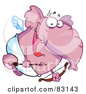 Royalty Free RF Clipart Illustration Of A Pink Pachyderm Cupid