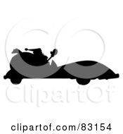 Poster, Art Print Of Solid Black Silhouette Of Santa Driving A Convertible