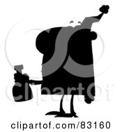 Poster, Art Print Of Solid Black Silhouette Of A Party Man With Liquor